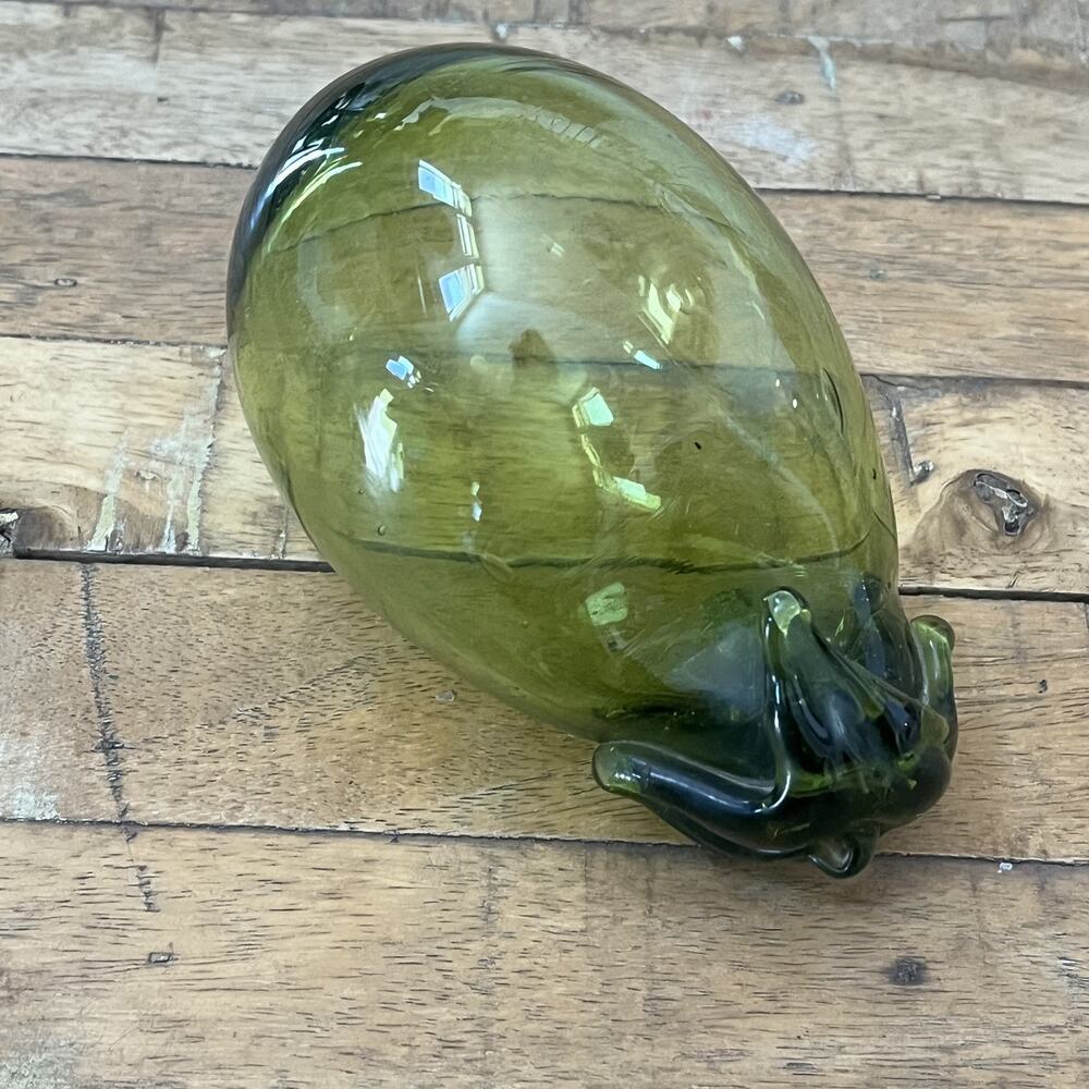 Unbranded Blown Art Glass Green Eggplant Fruit 5" Long Figurine Paperweight
